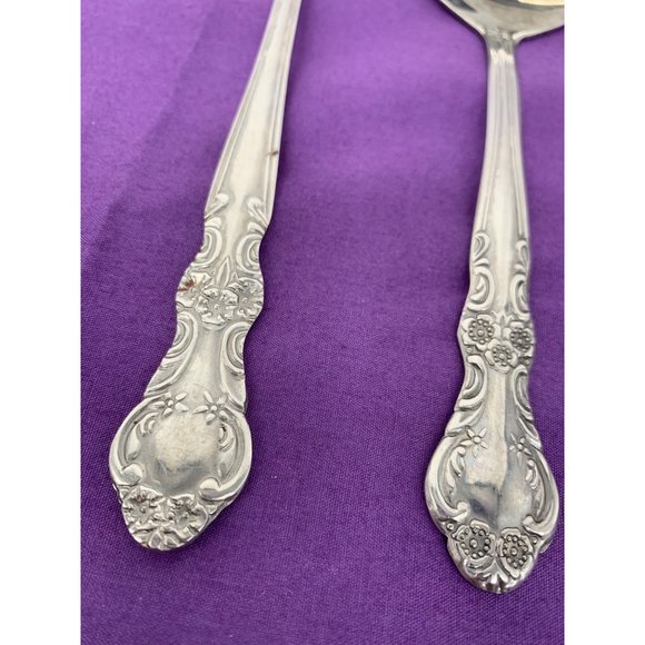 Cambridge Alyssa Pattern Stainless Indonesia Serving Fork and Spoon - Picture 2 of 4